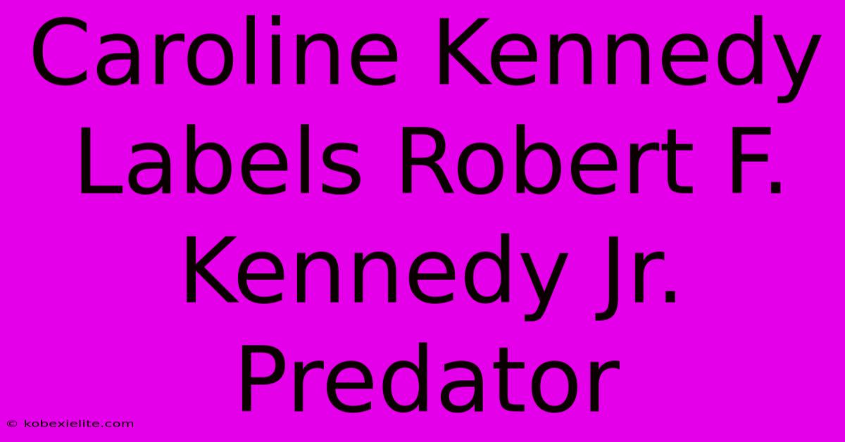 Caroline Kennedy Labels Robert F. Kennedy Jr. Predator