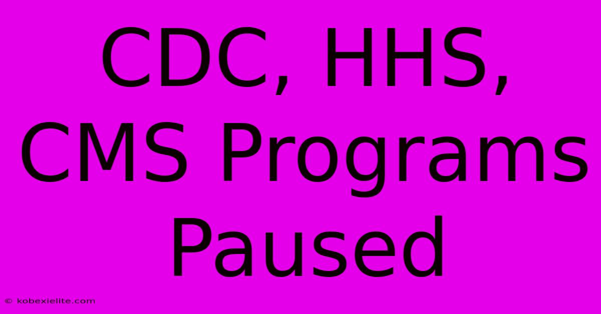 CDC, HHS, CMS Programs Paused