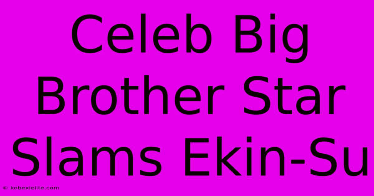 Celeb Big Brother Star Slams Ekin-Su