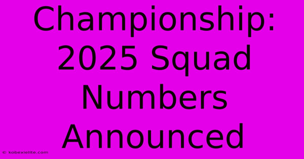 Championship: 2025 Squad Numbers Announced