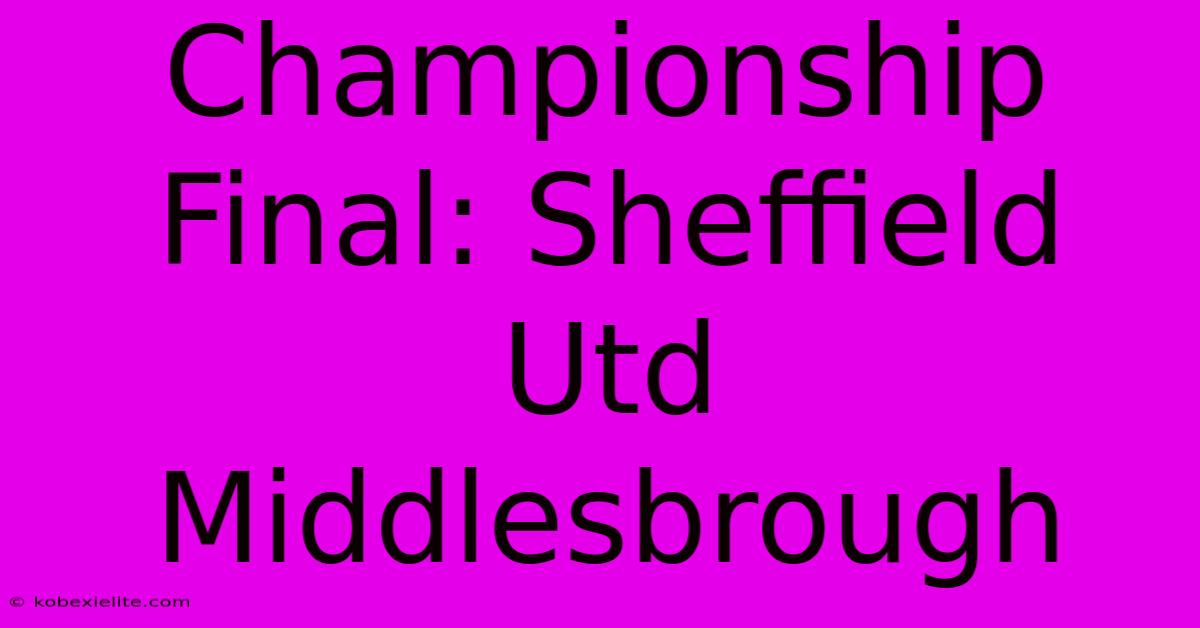 Championship Final: Sheffield Utd Middlesbrough