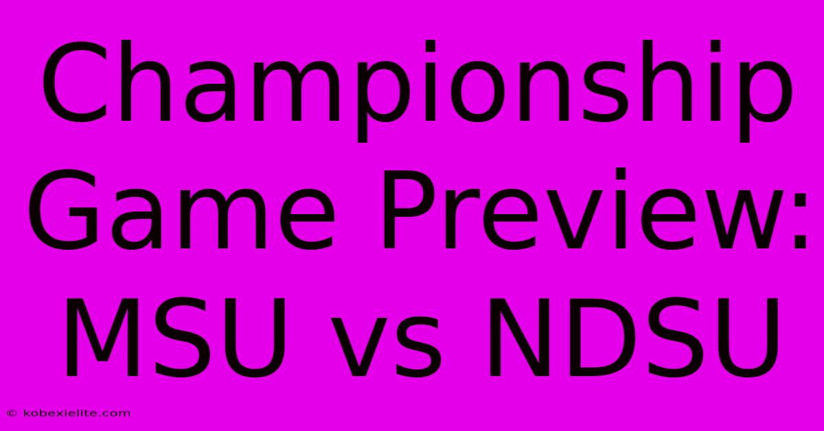 Championship Game Preview: MSU Vs NDSU