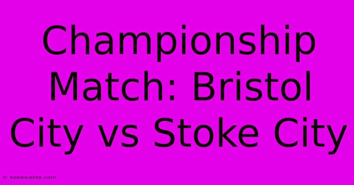 Championship Match: Bristol City Vs Stoke City