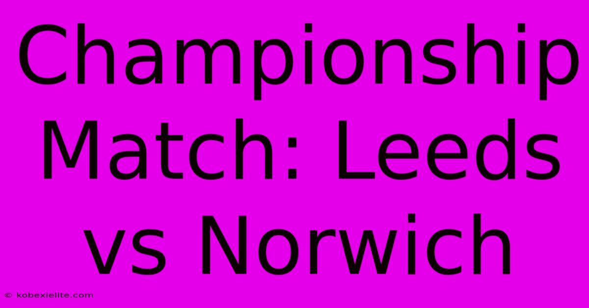 Championship Match: Leeds Vs Norwich