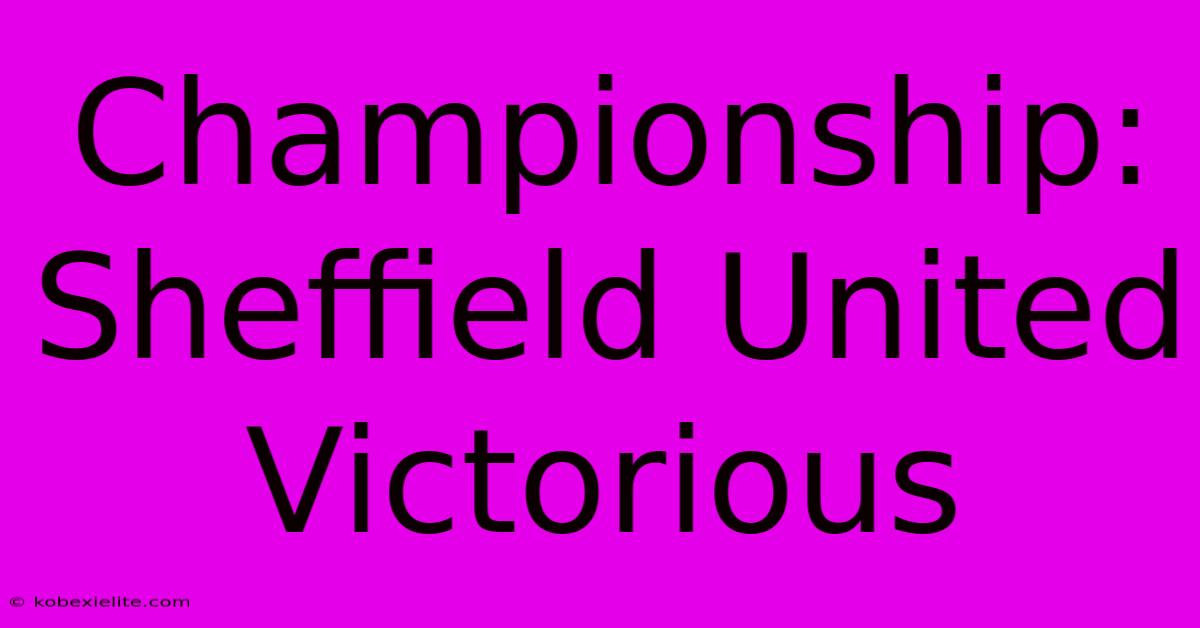 Championship: Sheffield United Victorious