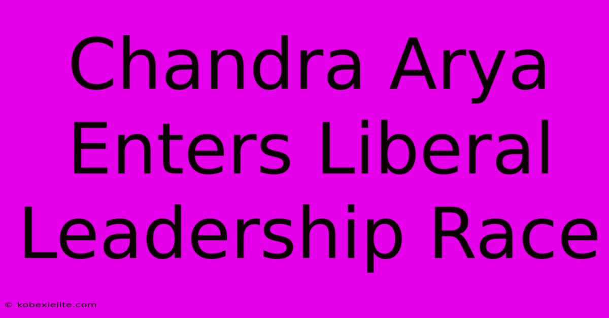 Chandra Arya Enters Liberal Leadership Race