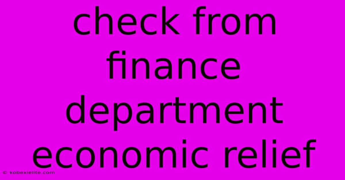Check From Finance Department Economic Relief Check From Finance Department Economic Relief
