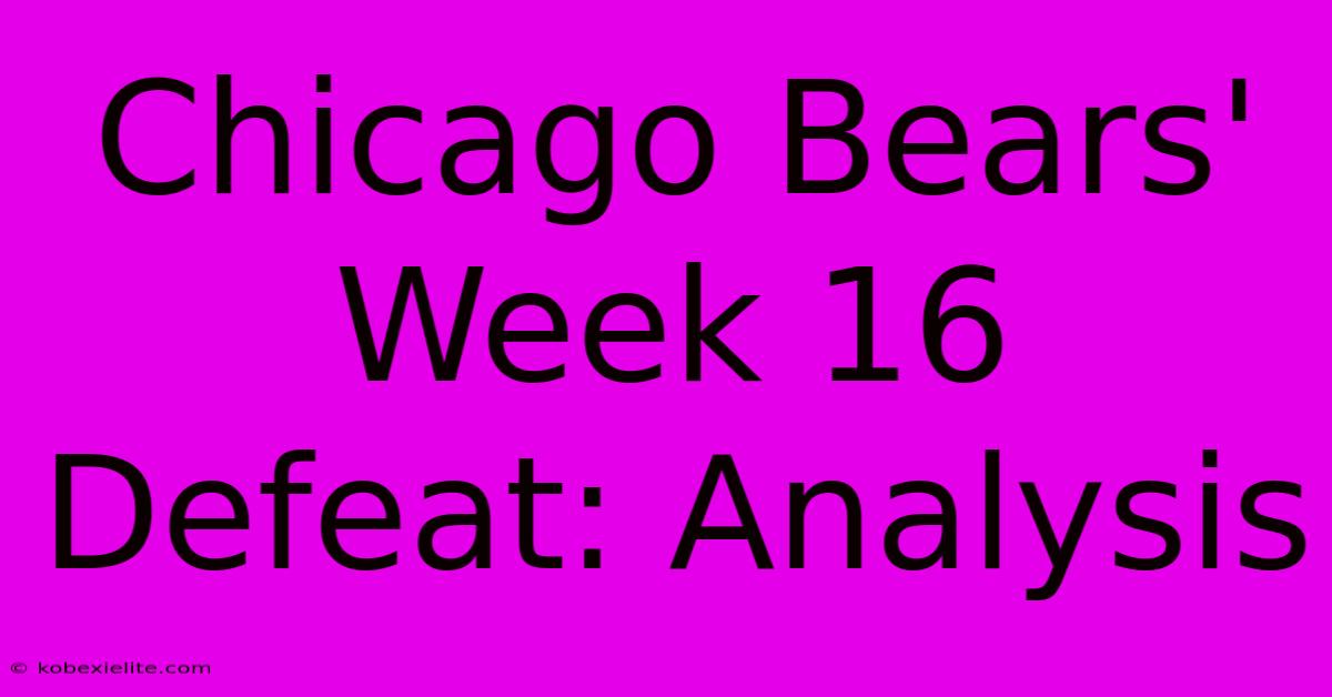 Chicago Bears' Week 16 Defeat: Analysis