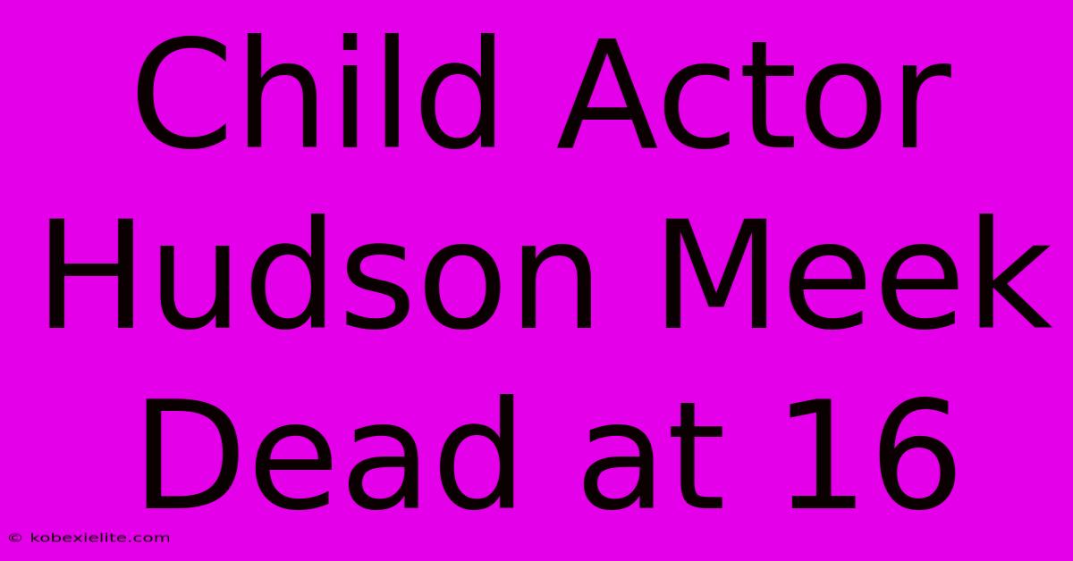 Child Actor Hudson Meek Dead At 16