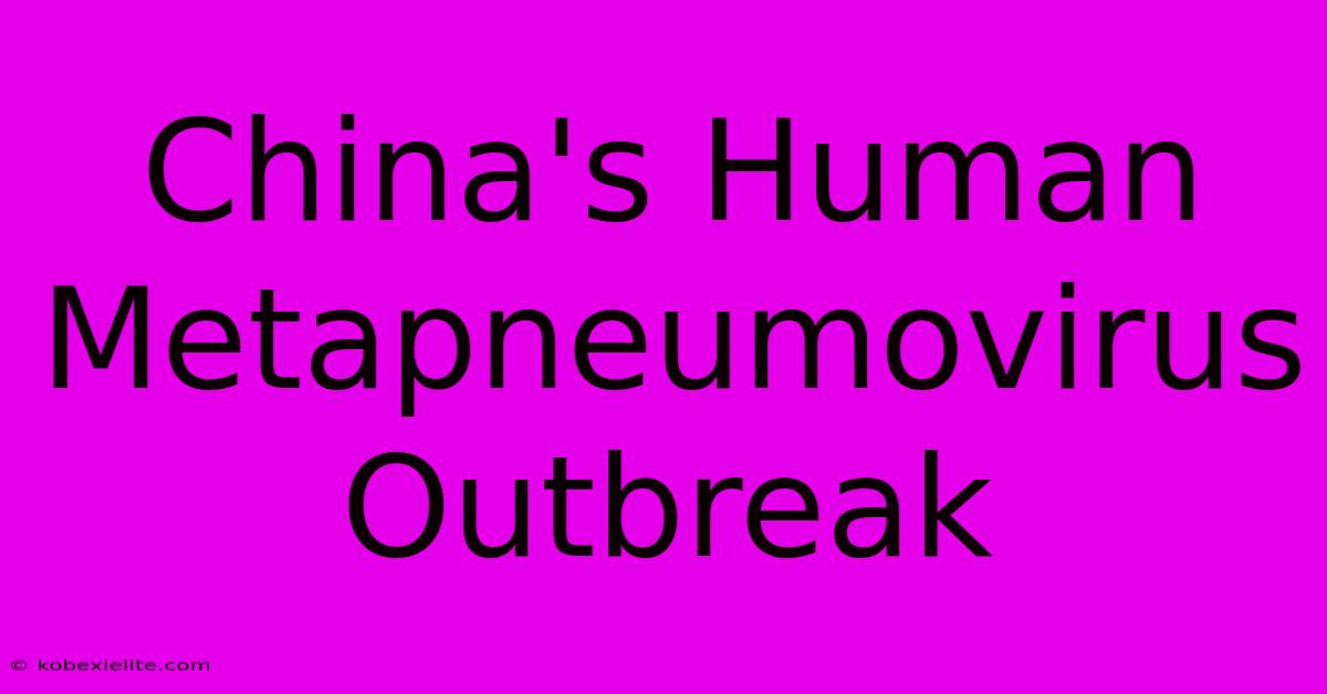 China's Human Metapneumovirus Outbreak