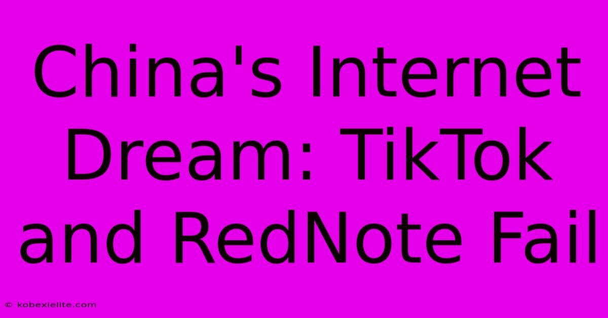 China's Internet Dream: TikTok And RedNote Fail