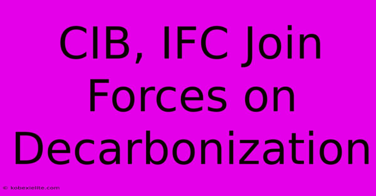 CIB, IFC Join Forces On Decarbonization