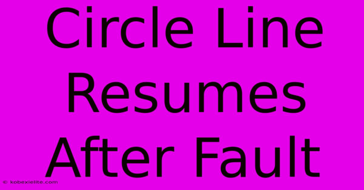 Circle Line Resumes After Fault