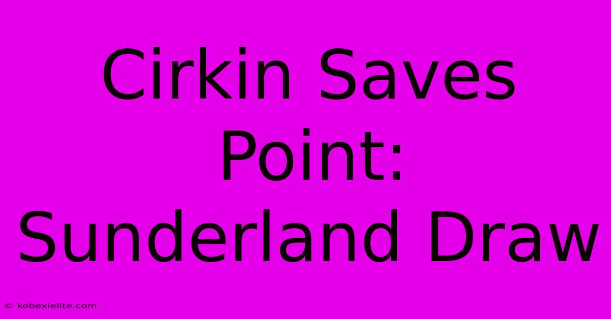 Cirkin Saves Point: Sunderland Draw