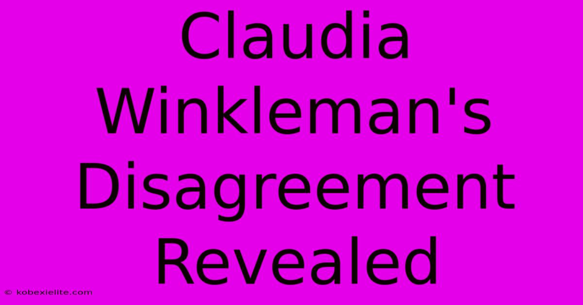 Claudia Winkleman's Disagreement Revealed