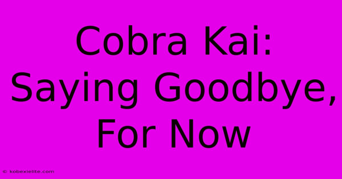 Cobra Kai: Saying Goodbye, For Now