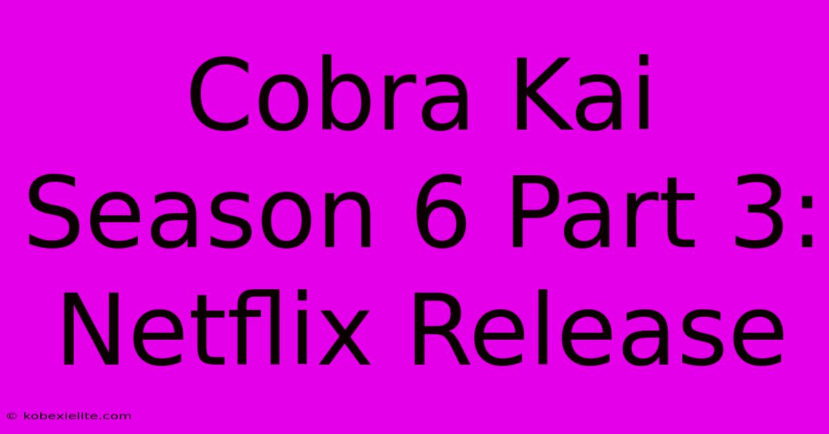 Cobra Kai Season 6 Part 3: Netflix Release