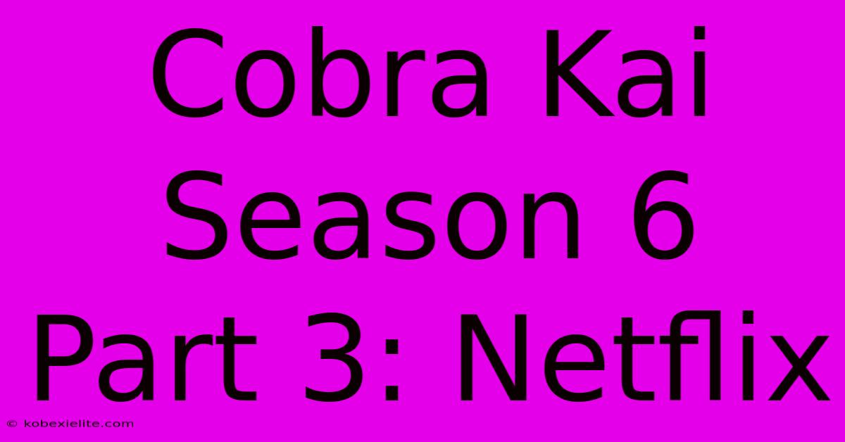 Cobra Kai Season 6 Part 3: Netflix