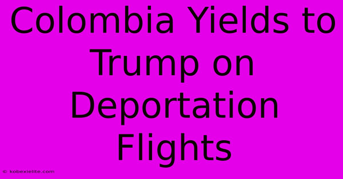 Colombia Yields To Trump On Deportation Flights