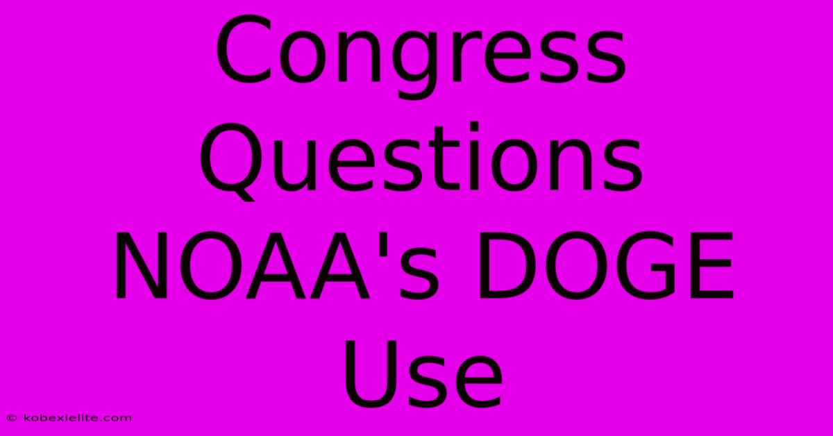 Congress Questions NOAA's DOGE Use