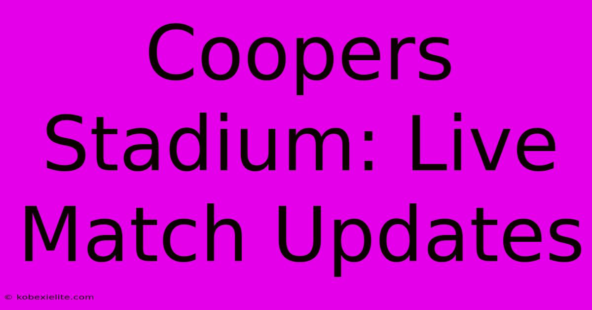 Coopers Stadium: Live Match Updates