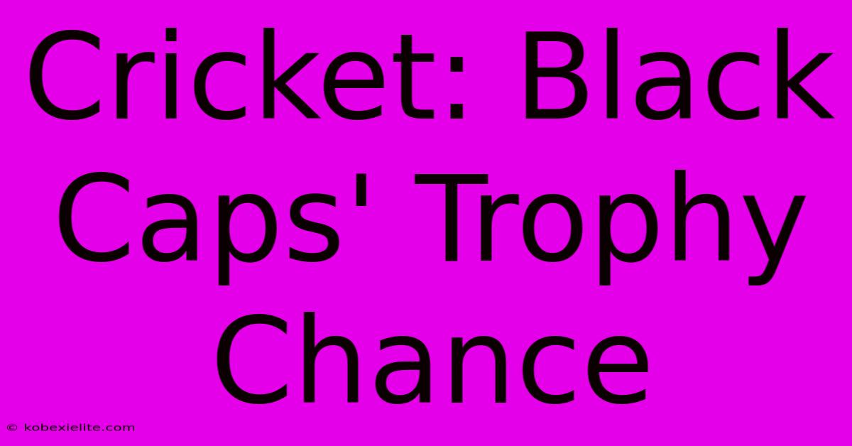 Cricket: Black Caps' Trophy Chance