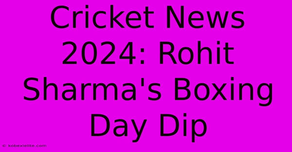 Cricket News 2024: Rohit Sharma's Boxing Day Dip