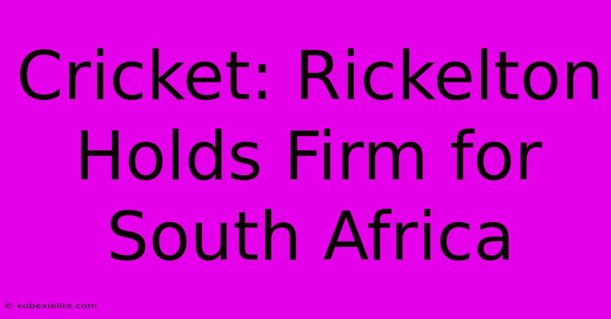 Cricket: Rickelton Holds Firm For South Africa