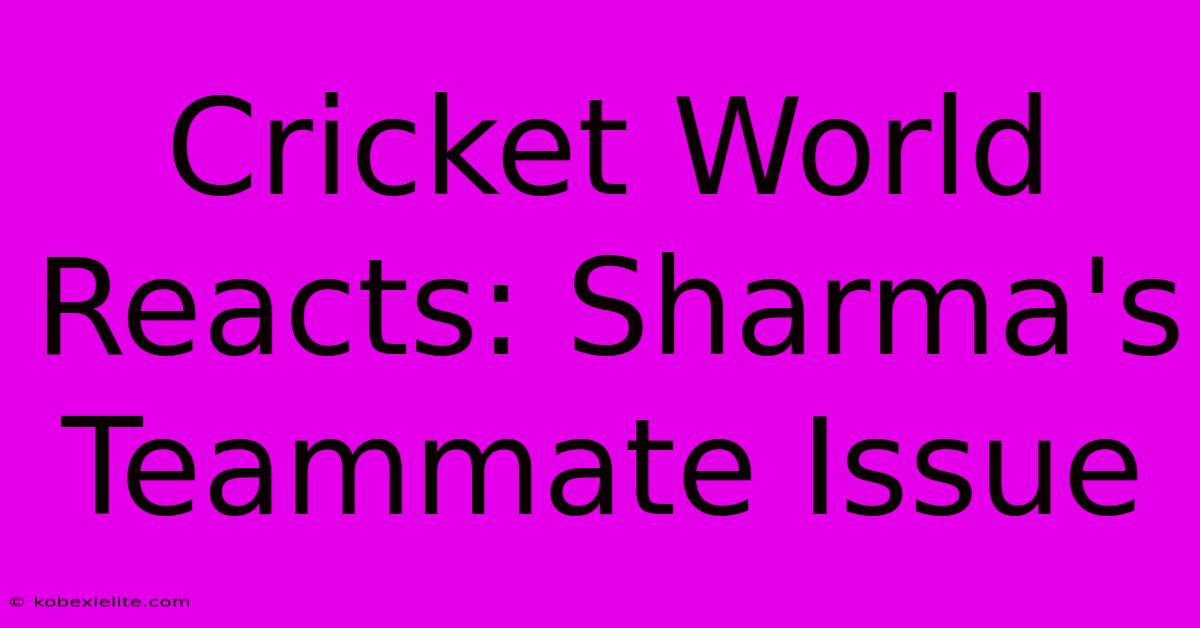 Cricket World Reacts: Sharma's Teammate Issue