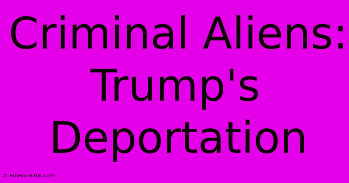 Criminal Aliens: Trump's Deportation