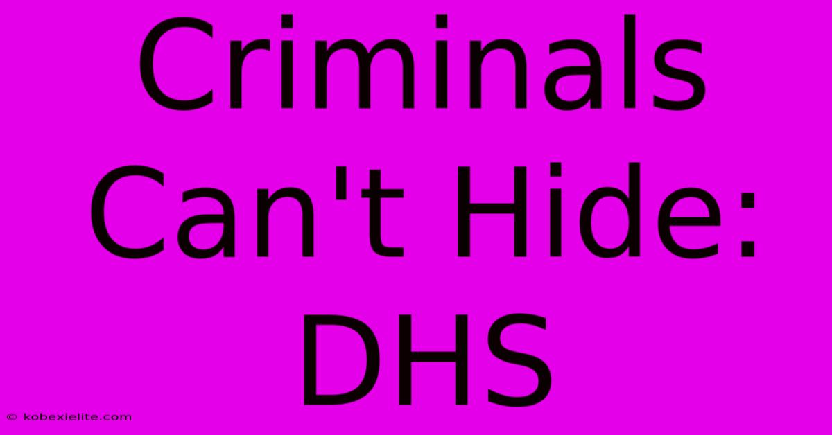 Criminals Can't Hide: DHS