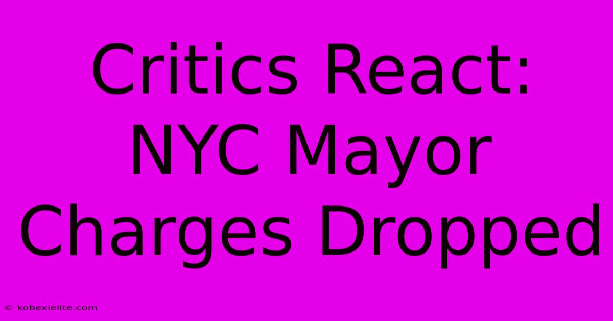 Critics React: NYC Mayor Charges Dropped