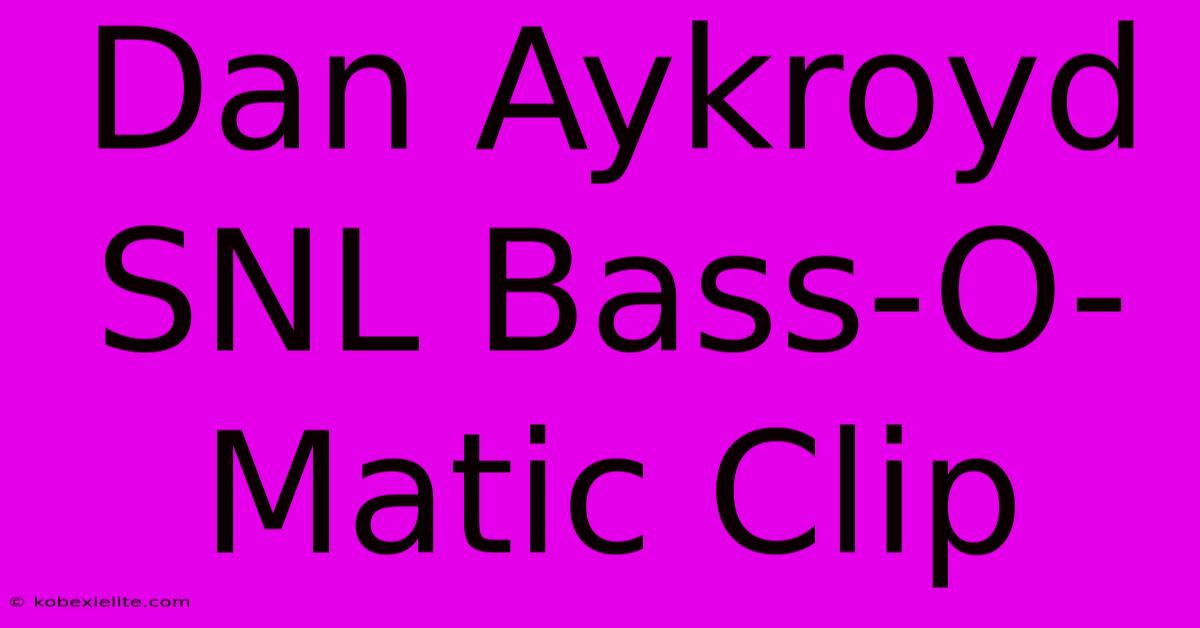 Dan Aykroyd SNL Bass-O-Matic Clip