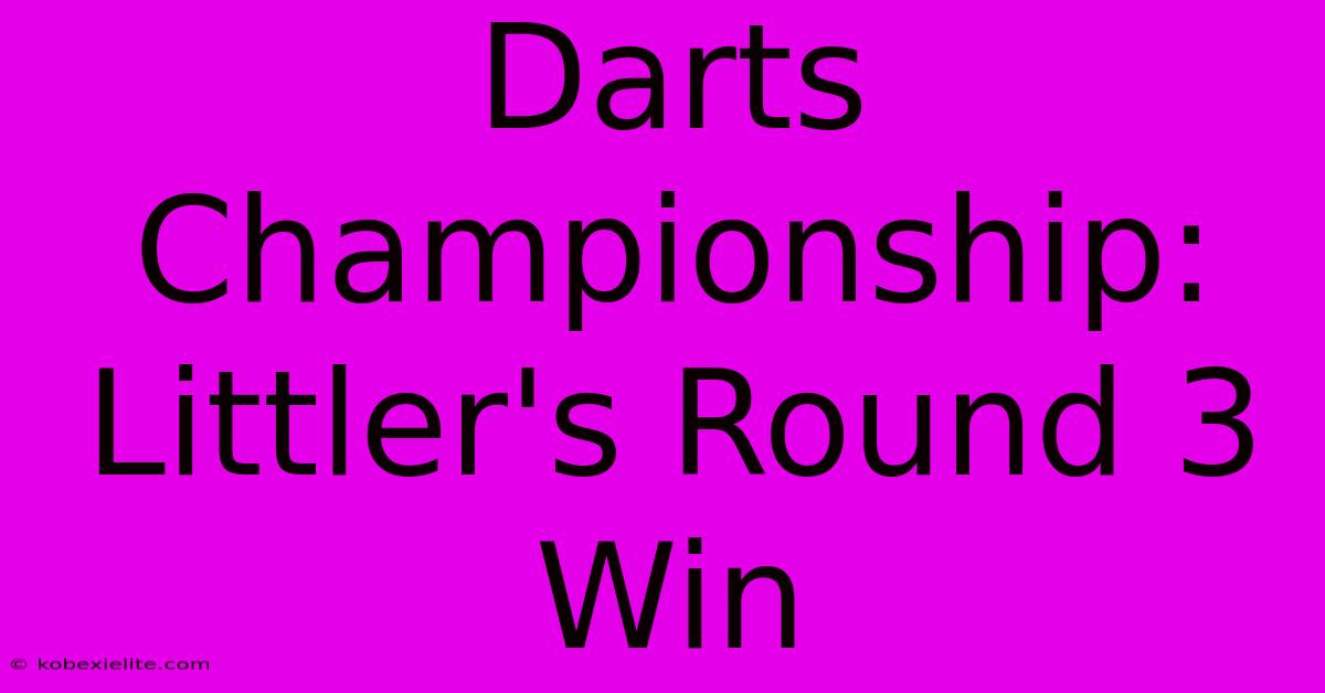 Darts Championship: Littler's Round 3 Win