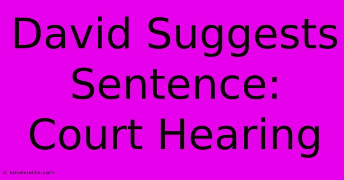 David Suggests Sentence: Court Hearing