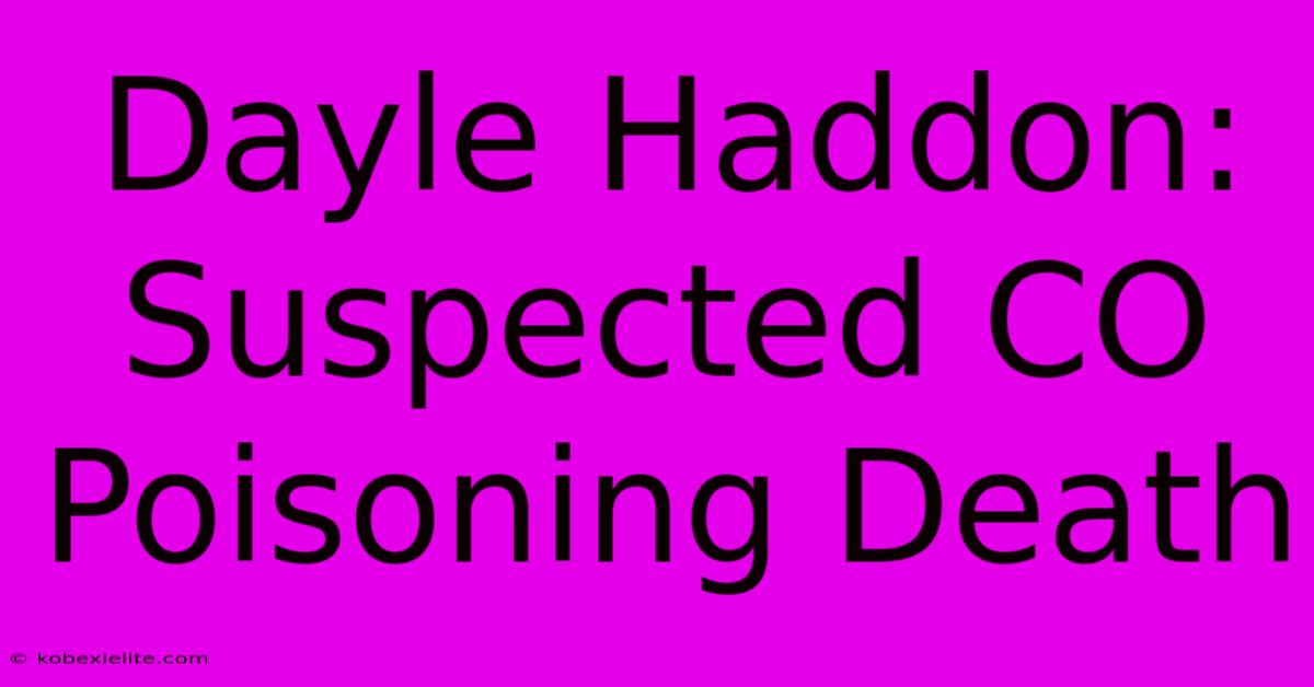 Dayle Haddon: Suspected CO Poisoning Death