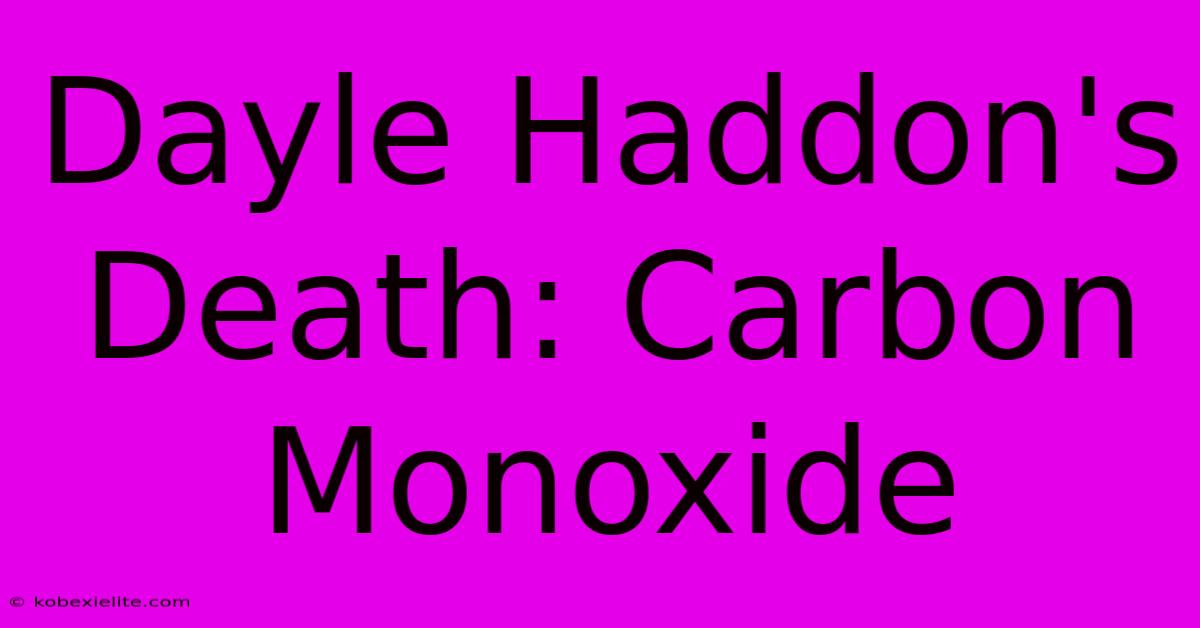 Dayle Haddon's Death: Carbon Monoxide