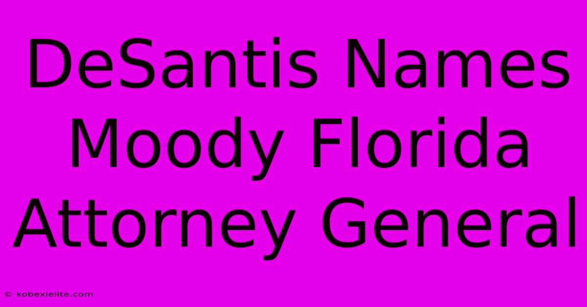 DeSantis Names Moody Florida Attorney General