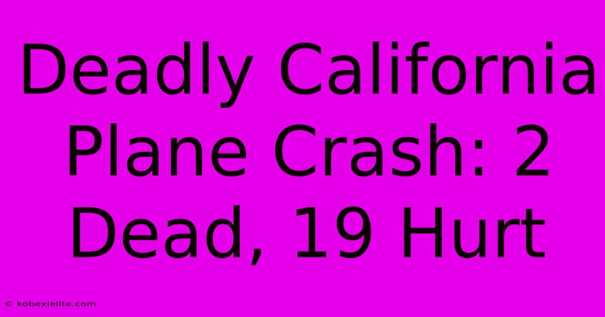 Deadly California Plane Crash: 2 Dead, 19 Hurt