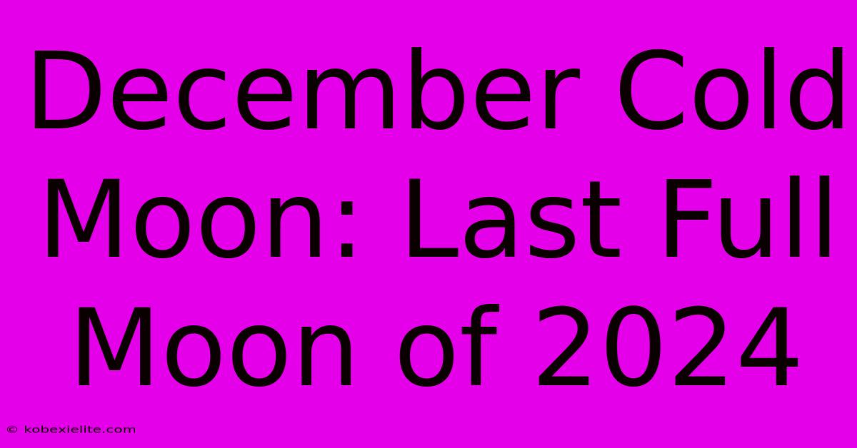December Cold Moon: Last Full Moon Of 2024 December Cold Moon: Last Full Moon Of 2024