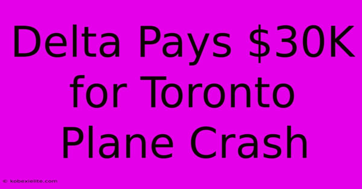 Delta Pays $30K For Toronto Plane Crash