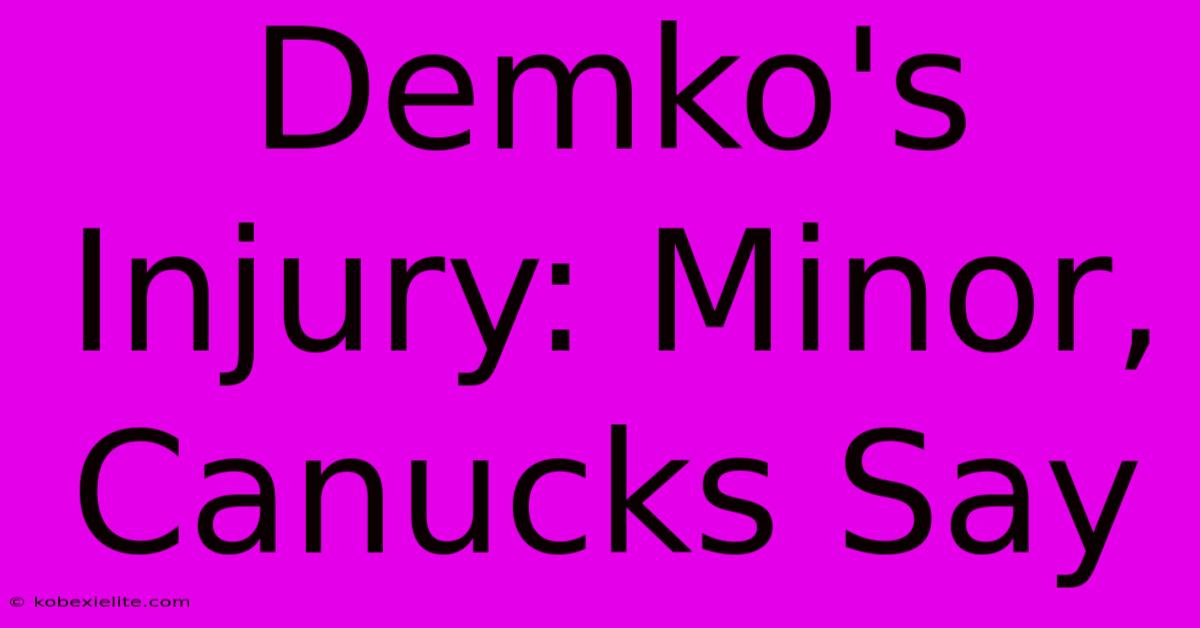 Demko's Injury: Minor, Canucks Say