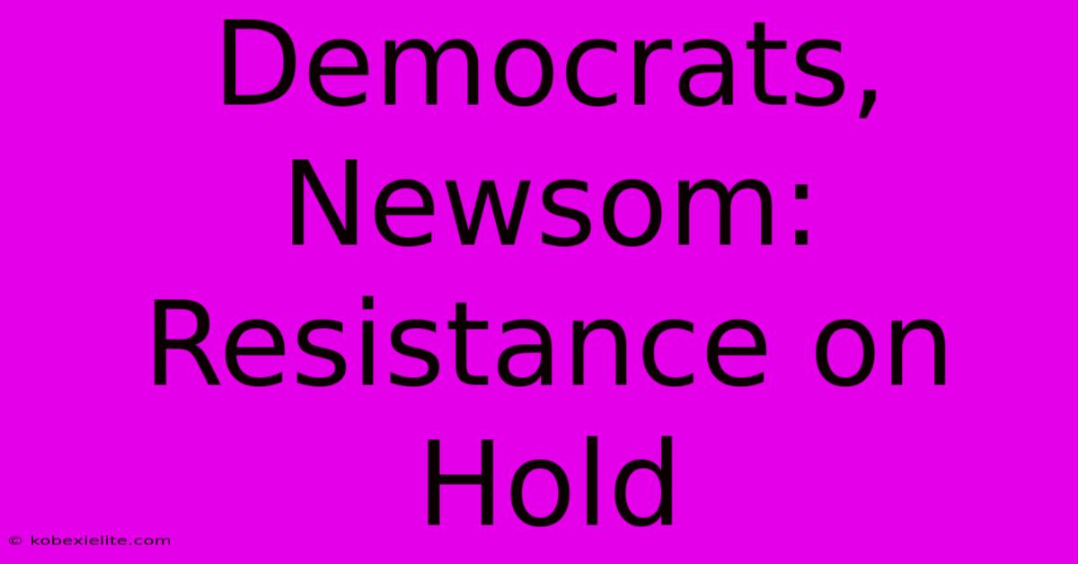 Democrats, Newsom: Resistance On Hold