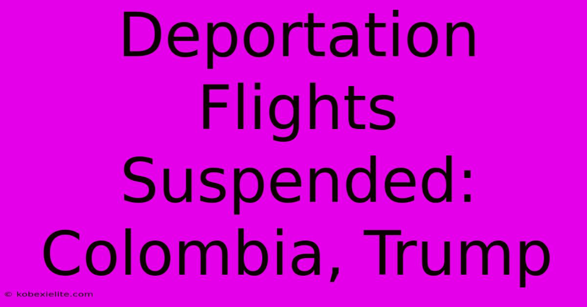 Deportation Flights Suspended: Colombia, Trump