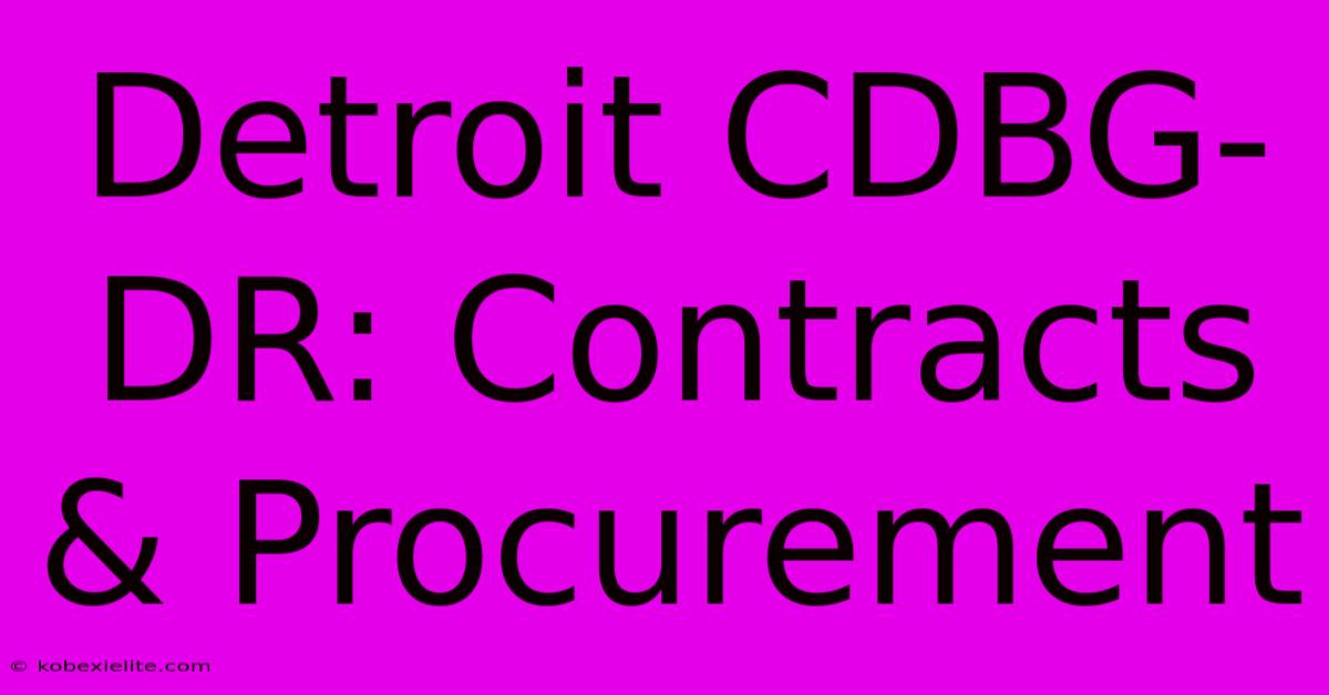 Detroit CDBG-DR: Contracts & Procurement