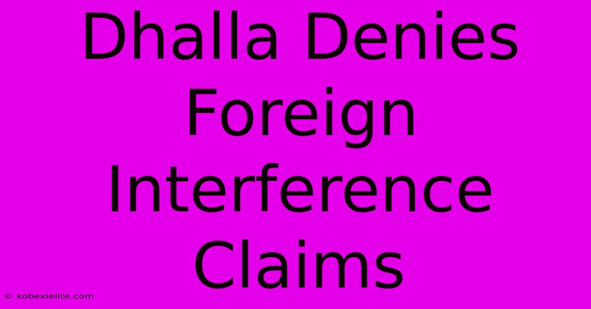 Dhalla Denies Foreign Interference Claims