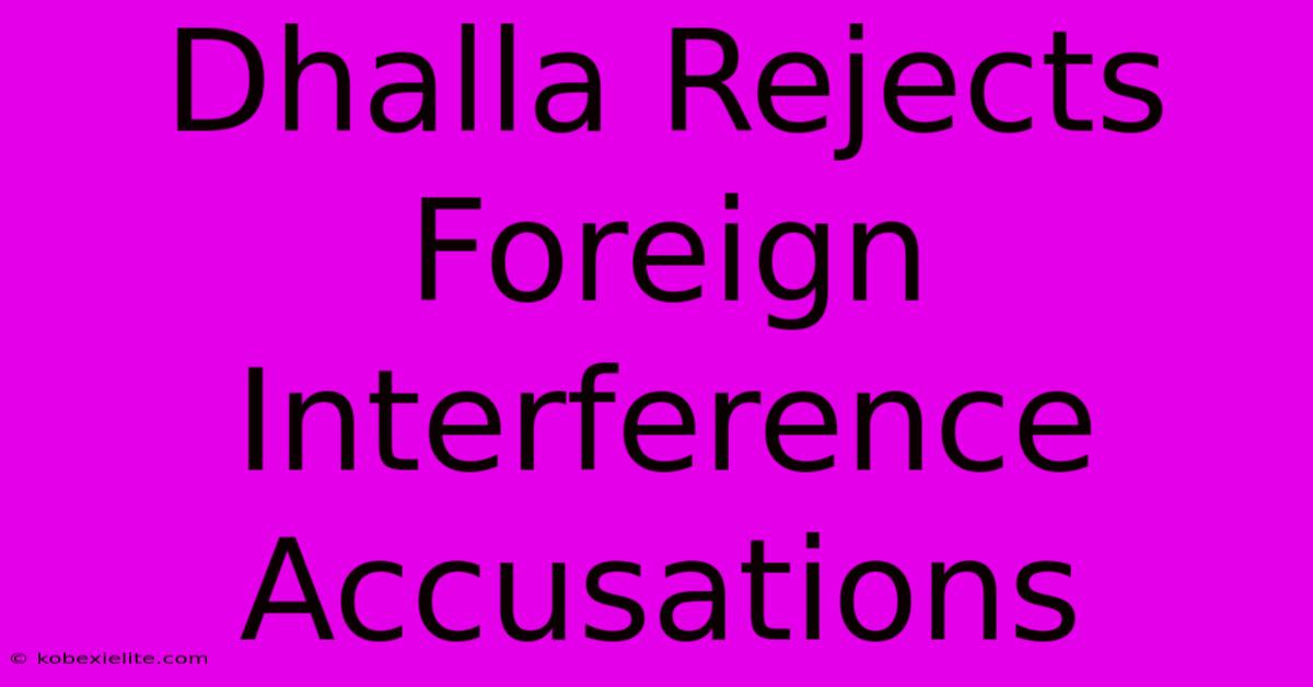 Dhalla Rejects Foreign Interference Accusations