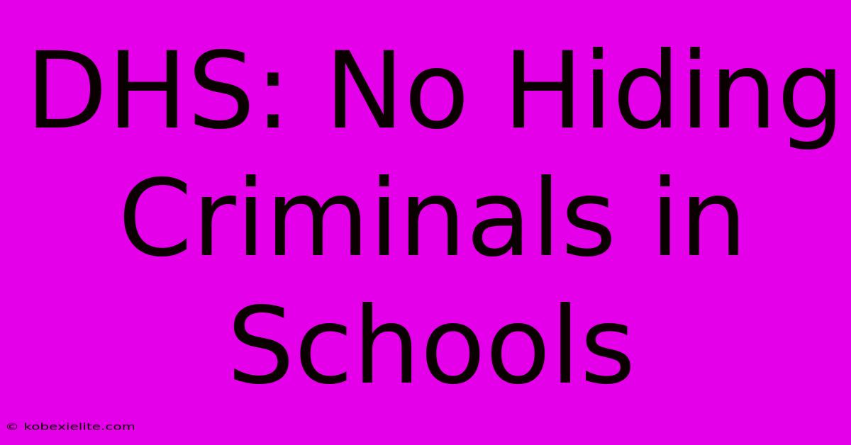 DHS: No Hiding Criminals In Schools