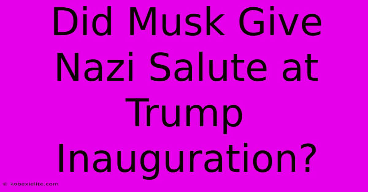 Did Musk Give Nazi Salute At Trump Inauguration?