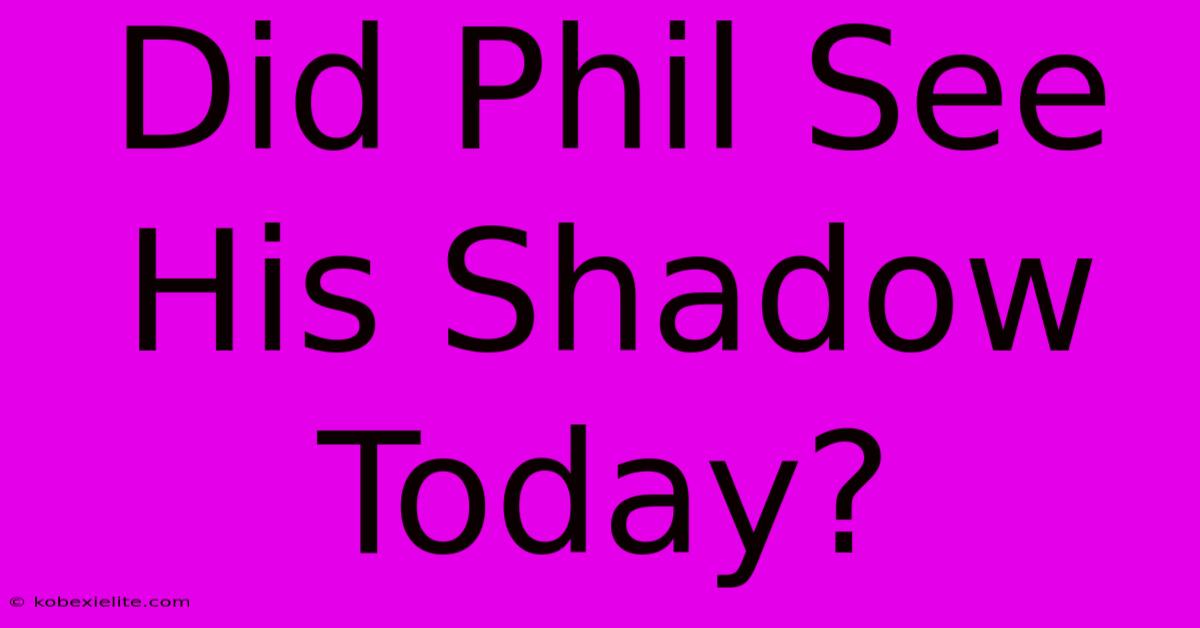 Did Phil See His Shadow Today?